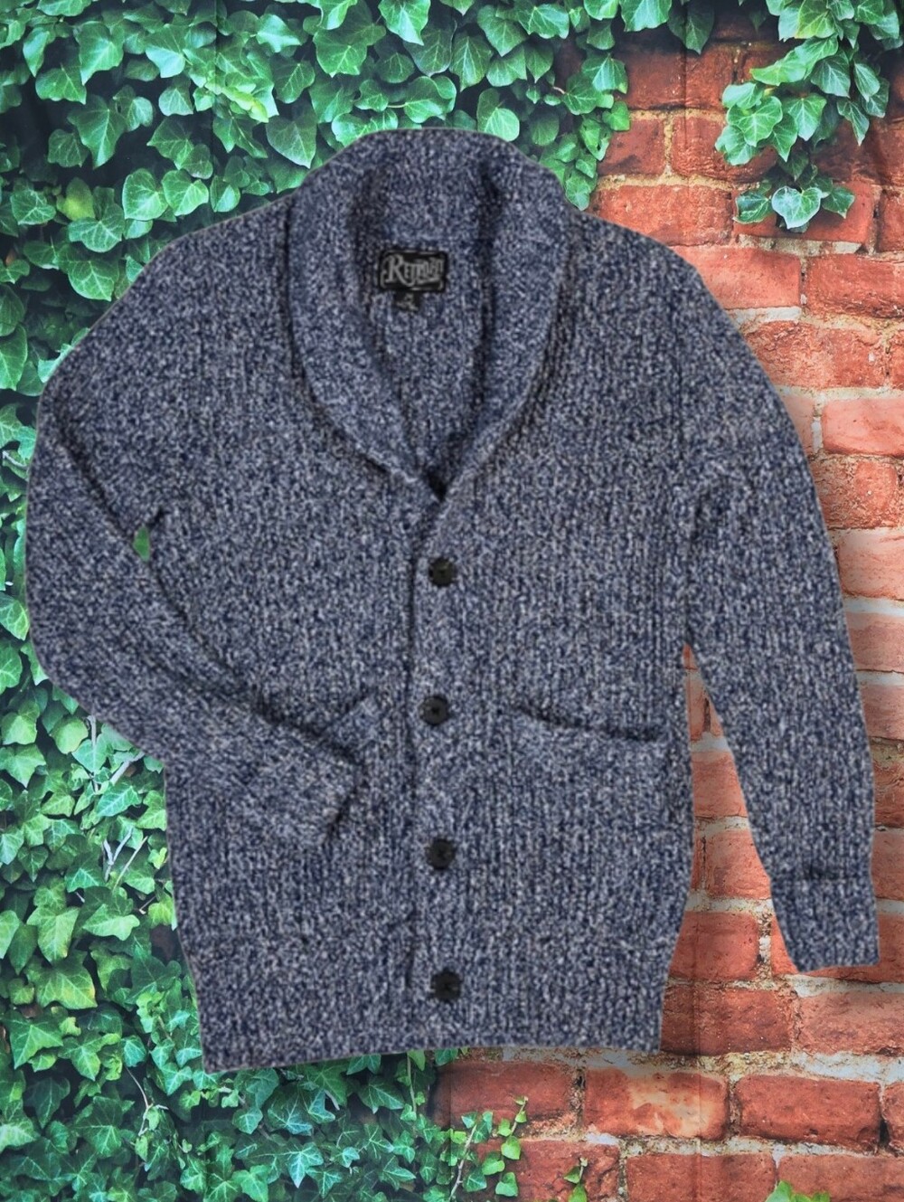 RetroFit 100% Cotton Heavyweight Marled Knit Shawl Collar Mens Size M Cardigan